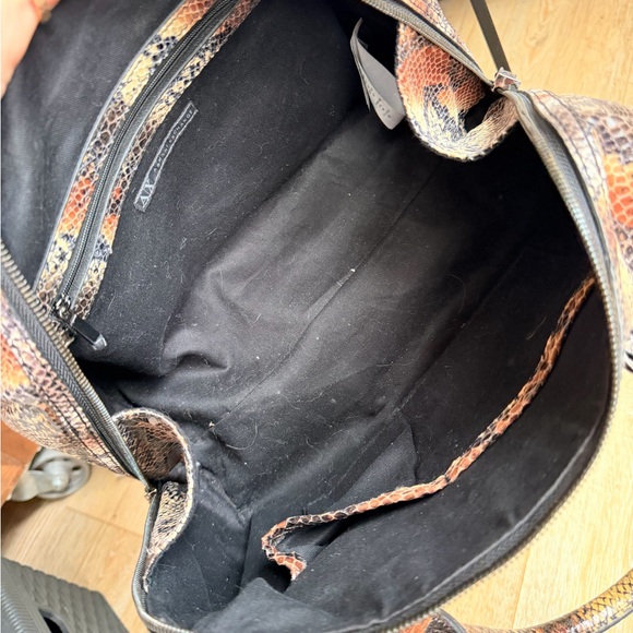 Armani Exchange Snake Print Satchel in Brown and Tan - Picture 6 of 11